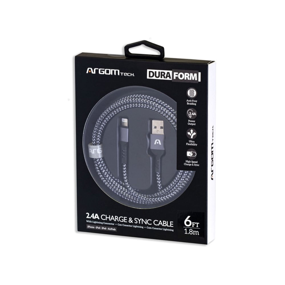 [ARG-CB-0023BK] Cable Argom Lightning a USB 2.0 - Negro