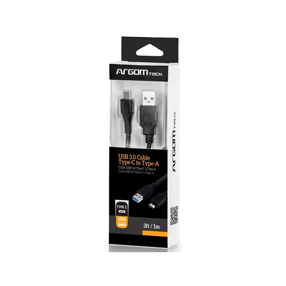 [ARG-CB-0041] Cable Argom USB 3.0 Tipo-C a Tipo-A 1metro Negro