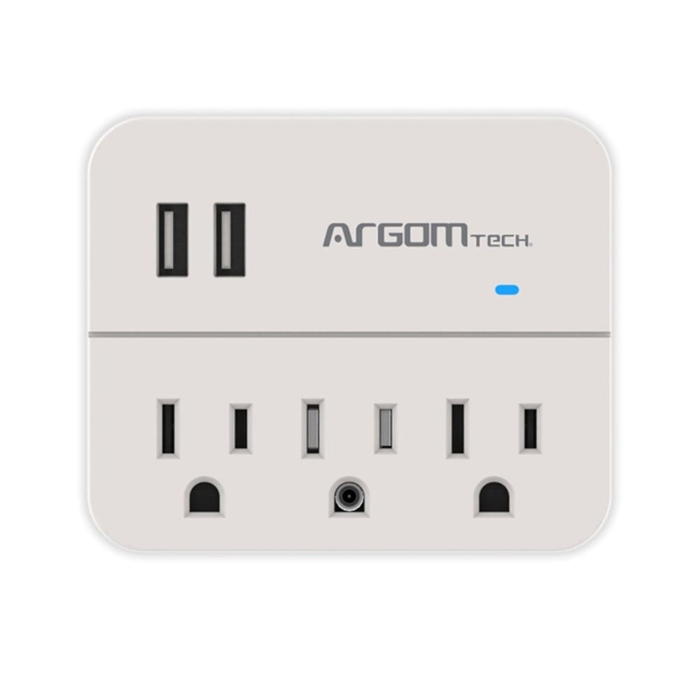 [ARG-AC-0266WT] Multitoma Argom 3 Tomas y 2 Puertos USB Blanco