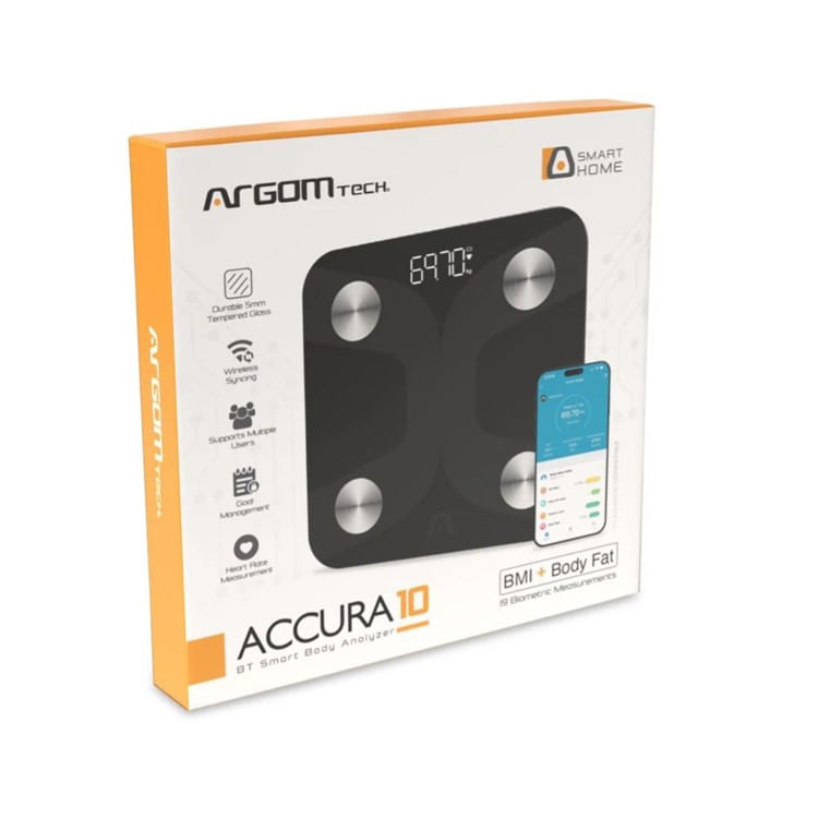 [ARG-SC-8210BK] [ARG-SC-8210BK] Bascula inteligente Argom ACCURA10 negra